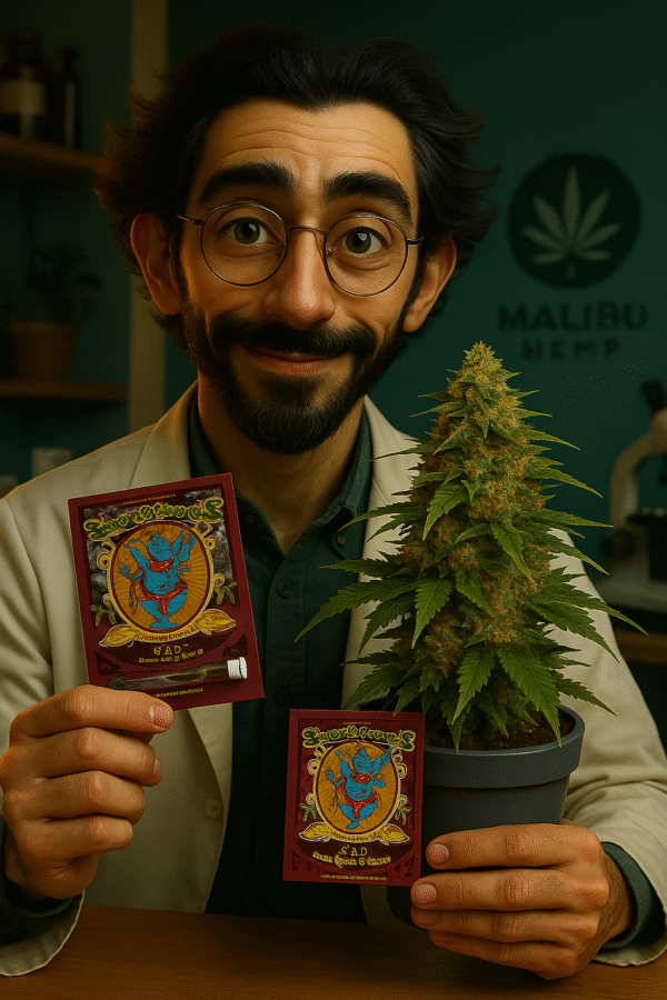 Fotografía de la planta de cannabis S.A.D. Sweet Afgani Delicious S1® de Sweet Seeds, con cogollos densos y resinosos, tonalidades verdes y púrpuras, ideal para cultivos índica de alta producción.